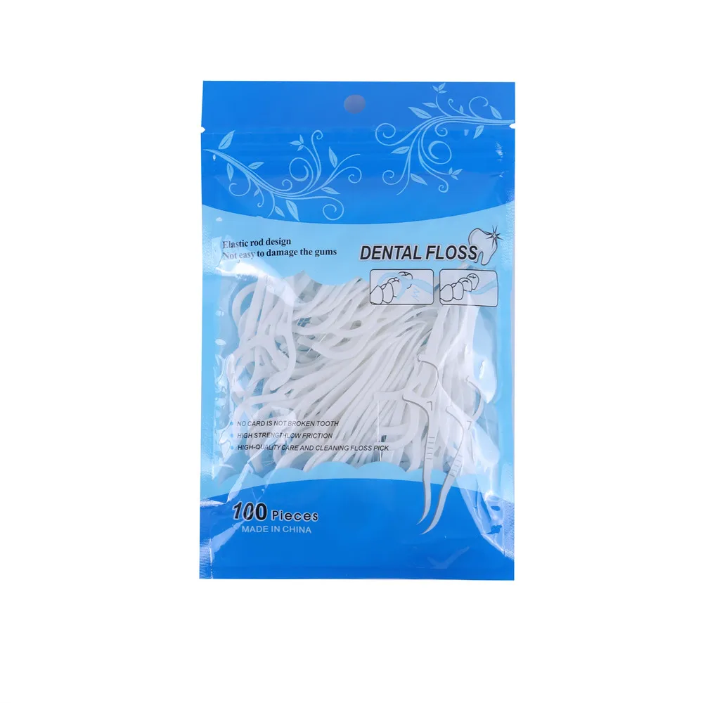 HOT 100pcs Dental Flosser Picks Teeth Stick Tooth Clean Oral cleaning Care 7.5cm Disposable floss thread Toothpicks With Box