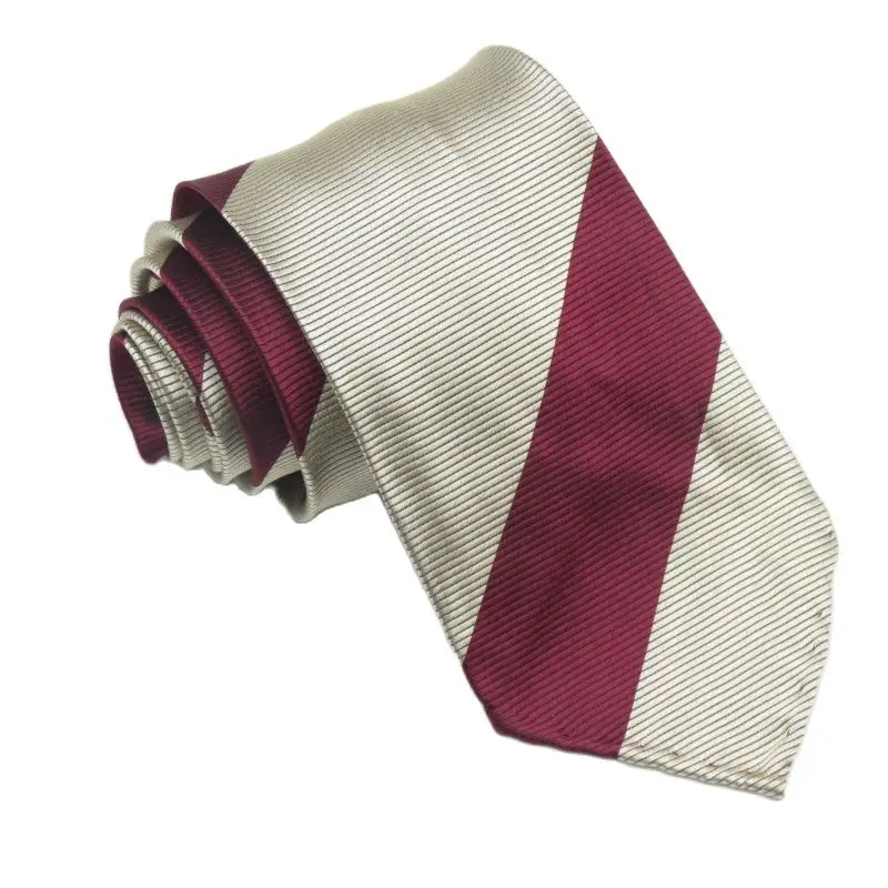 Neck Ties for Men silk wedding designer brand Champagne and Burgundy stripes High end craft manual Crimping production Lightweig