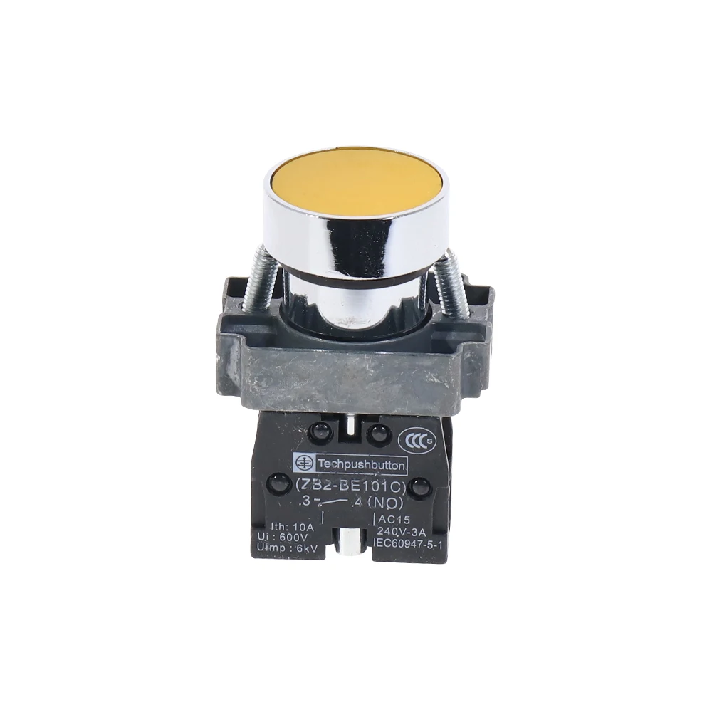 5Pcs 22mm Yellow Momentary Push Button Switch XB2-BA51 1NO