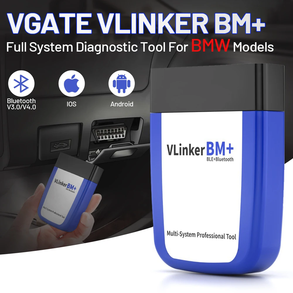 Vgate vLinker BM ELM327 V2.2 OBD2 Scanner Bluetooth-Compatible 4.0 Car Diagnostic Auto Tool Bimmercode PK ELM 327 For BMW