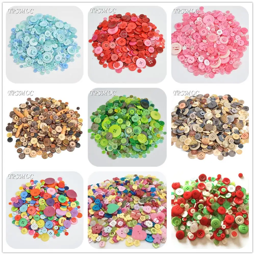 TPSMOC mix size 50 Gram DIY Making Hand Knitting doll\'s clothing Buttons Resin Promotions Mixed Sewing Scrapbook