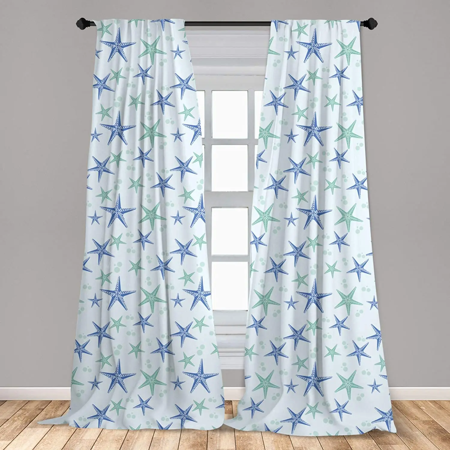 Starfish Curtain for Kids Room Nautical Sea Creature in Calm Tones Underwater Themed Art Lightweight Window Drapes Living Room