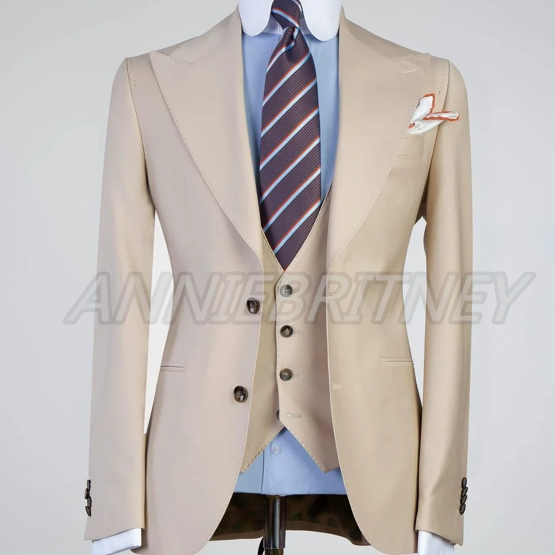 Tailor-Made Suits Fashion Wedding Suit For Men Champagne Slim Fit 2 Piece Custom Made Formal Best Man Party Tuxedo Set