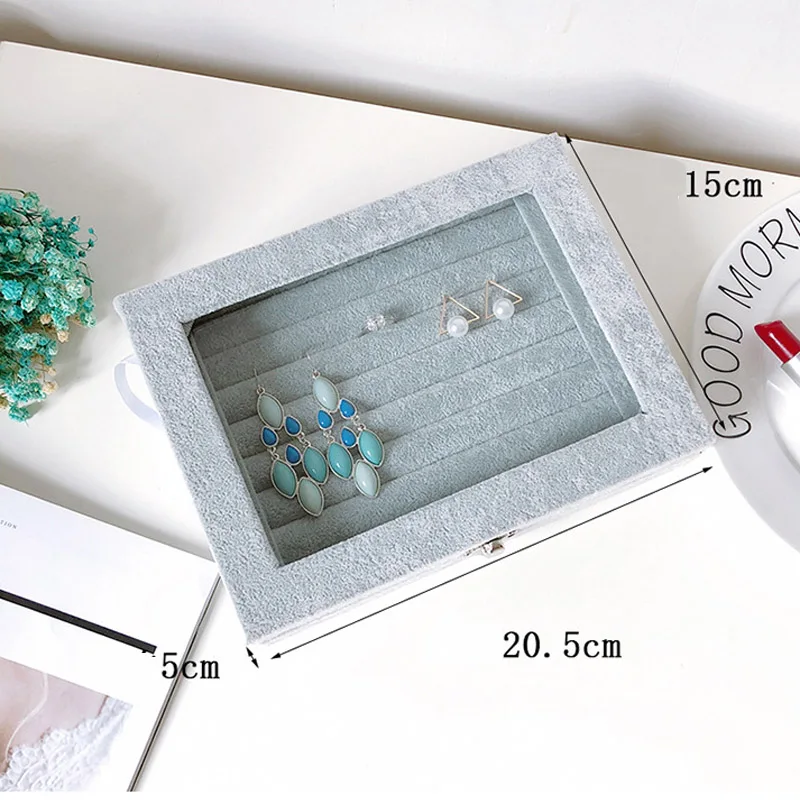 Surprise Price Size 20.5*15*5cm Gray Jewelry Display Box Case for Rings Earrings Bracelets Necklaces Ornaments Storage Organizer