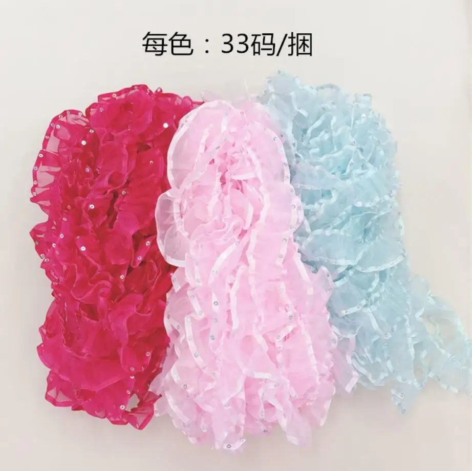 33Yards Lace Fabric For Kids Clothing DIY Braided Lace Pleated Ruffle Lace Trim For Doll Accessories