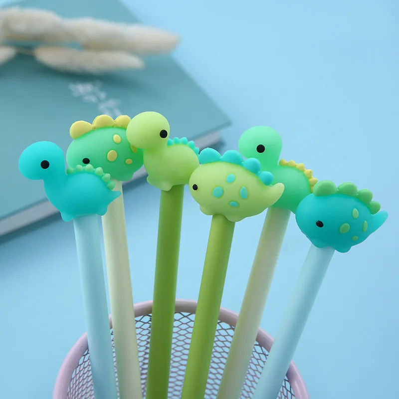 3 pcs/lot Kawaii Little Soft Silicone Dinosaur Gel Pen Ink Marker Pen School Office Writing Supply Stationery Escolar Papelaria