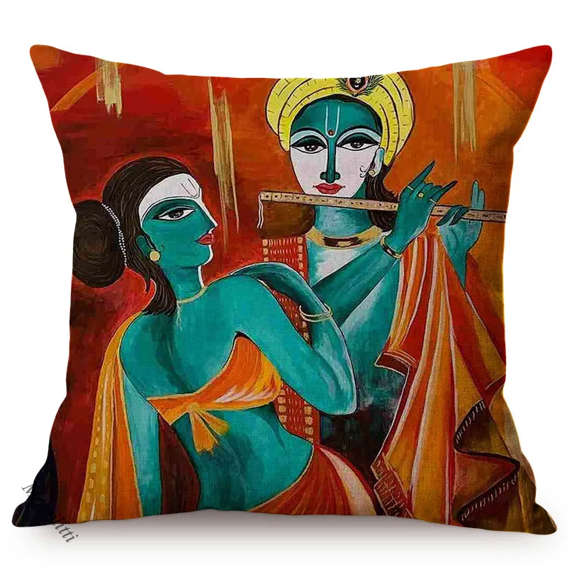 Nordic Art Oil Painting Style Decorative Cushion Cover Flautist Player Classical Music Vintage Home Decor Sofa Throw Pillow Case