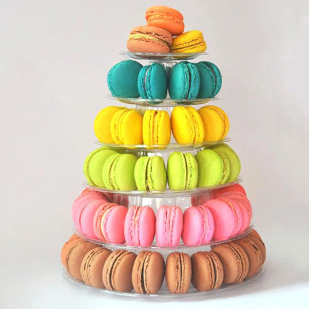 6 Tier Macaroon Pyramid Macaron Tower Display Stand For Macaron Cupcake Fondant Cake Stands Wedding Cake Decoration Kitchen Tool