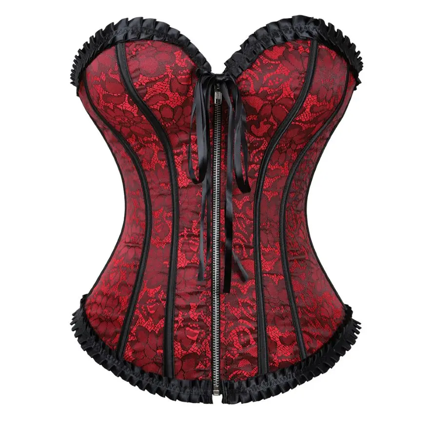 Women\'s Corset Top Sexy Lingerie Bustier Burlesque Waist Cincher Body Shaper Lace Up Vintage Floral Overbust Corsets Plus Size