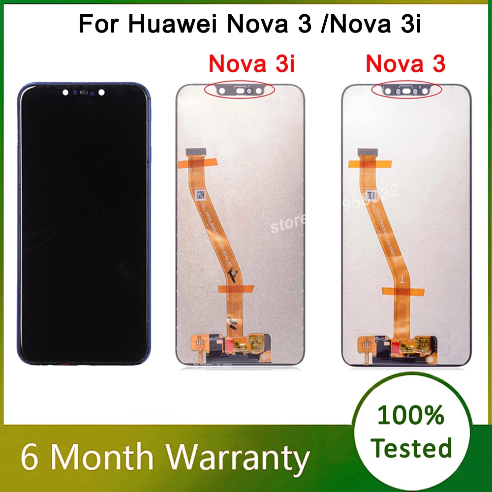 

6.3" LCDs For HUAWEI Nova 3 PAR-LX1 PAR-LX9 PAR LX1M Display Touch Ditigizer Assembly For Nova 3i INE LX2 L21 pantalla Screens