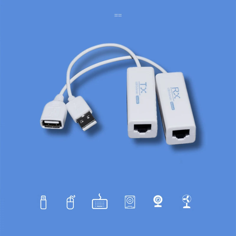 1 Pair USB RJ45 Ethernet 200M Extender Cable USB 2.0 Converter Extension Adapter TX RX Sender Receiver by CAT5E or CAT6 Cat5e/6