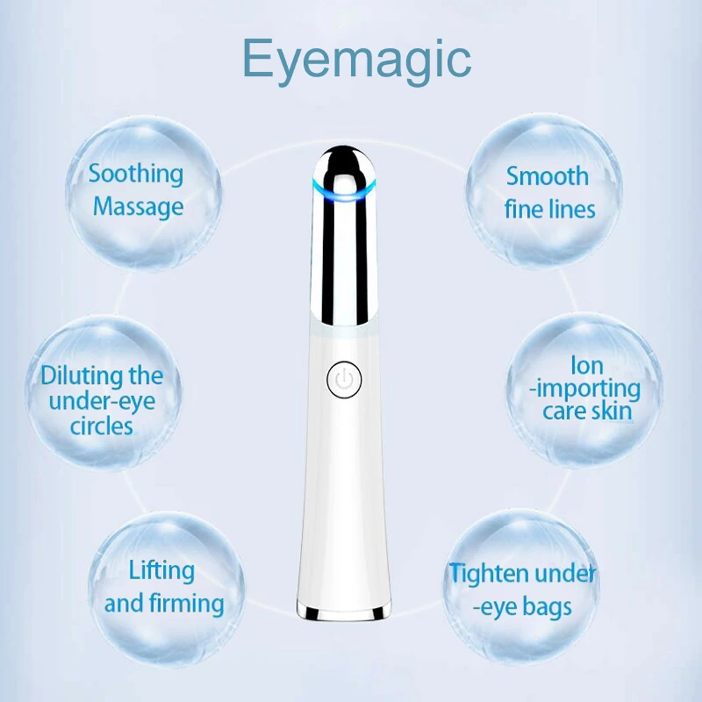 LSHOW Beauty Electric Heated Sonic Eye Massager Wand Rechargeable Face Massager Roller Wand Eliminating Wrink Eye Care Machine