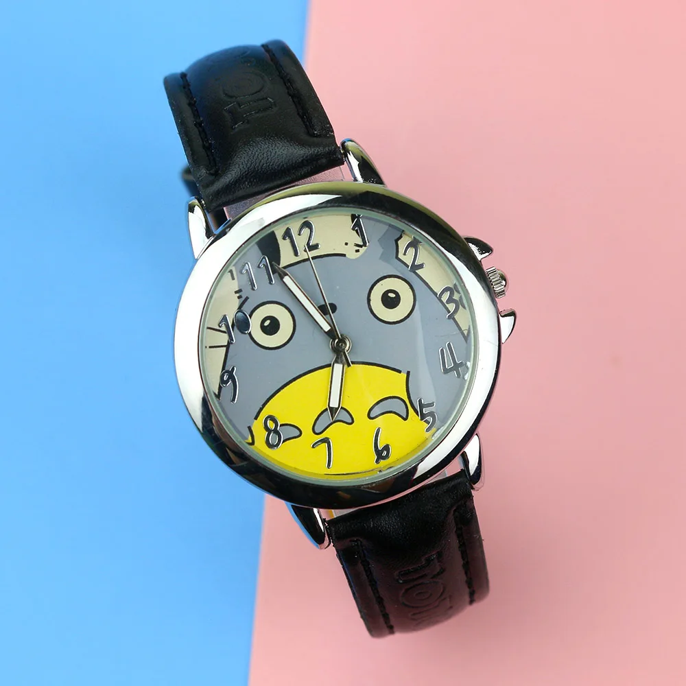 Relojes con patrón de dibujos animados para mujer, pulsera femenina con correa de cuero de alta calidad, a la moda