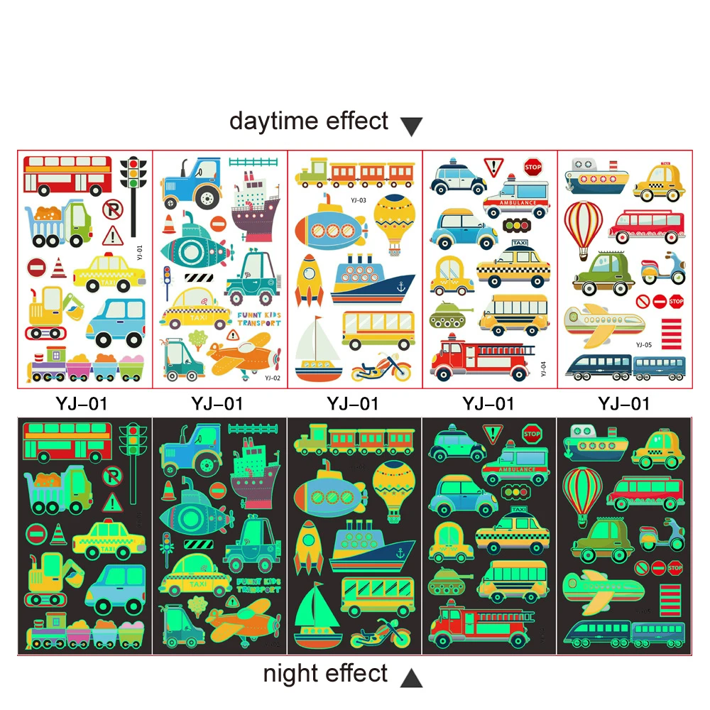 5 листов/набор, Детские Светящиеся Татуировки-наклейки