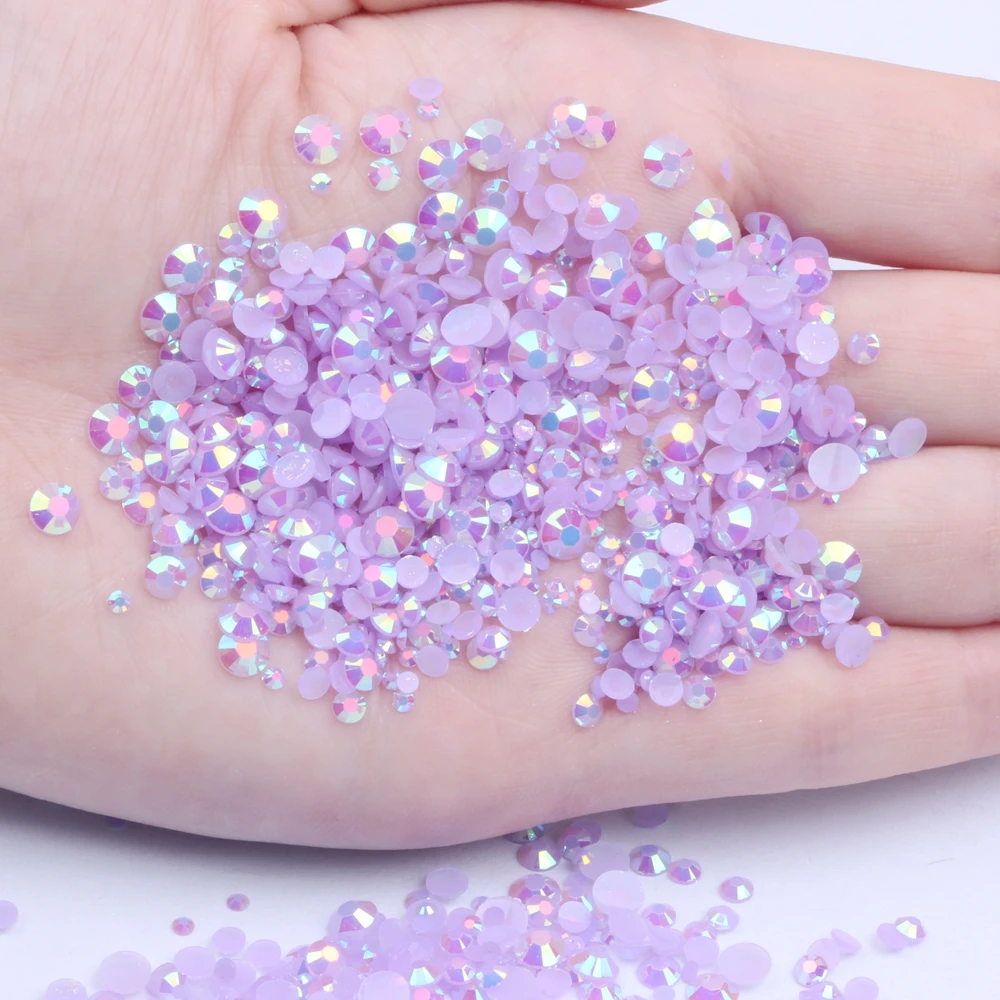 

Resin Rhinestones Light Purple AB 500/1000pcs 2-6mm Flatback Round Glue On Stones Non Hotfix Beads DIY Phone Cases Decoration