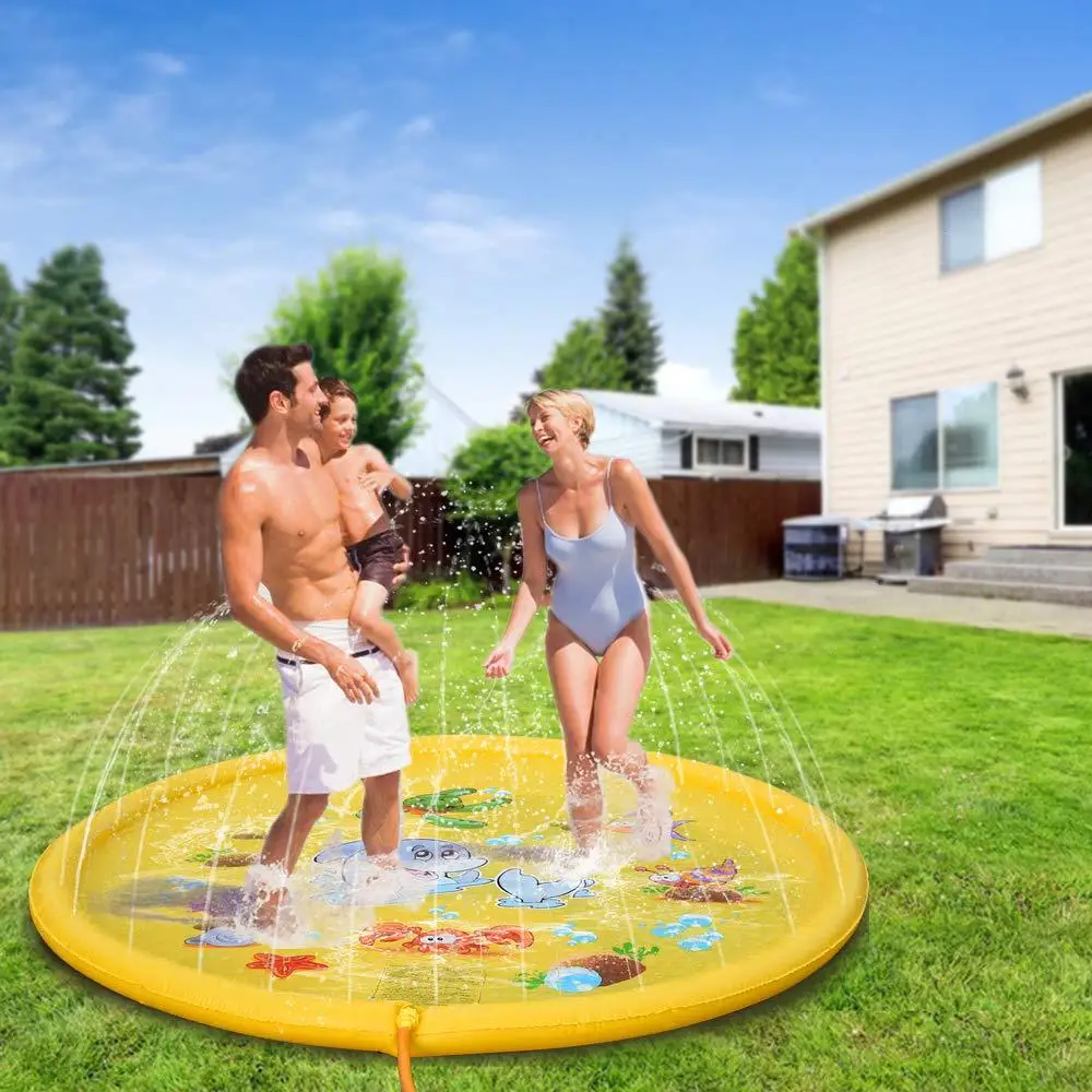 170Cm Cho Bé Trẻ Em Nước Thảm Chơi Trò Chơi Cột Nước PVC Đài Phun Nước Bể Bơi Phao Xịt Ngoài Trời Bồn Bể Bơi Đồ Chơi bữa Tiệc Mùa Hè