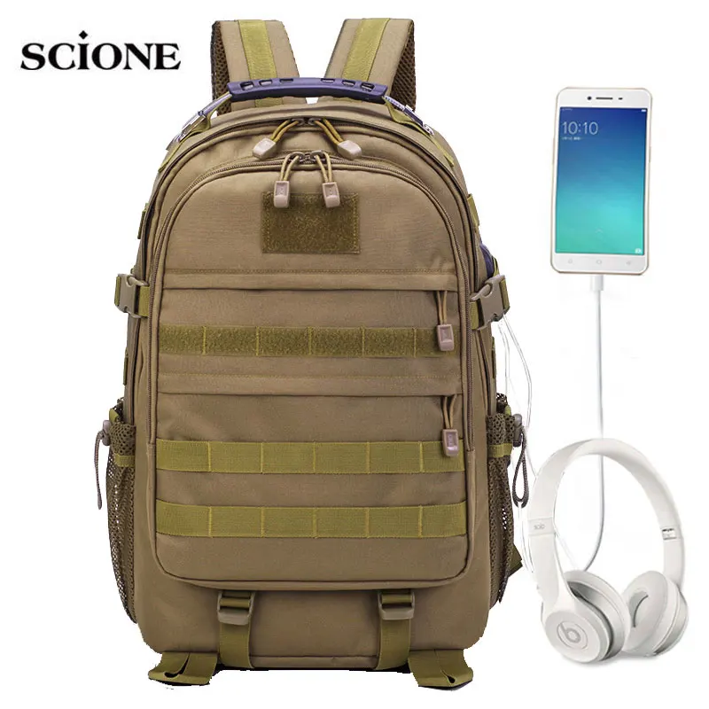 

40L USB Molle Bags Camping Backpack Travel Bag Sports Backpacks Tactical Nylon Hiking Trekking Mochila Bag XA603WA