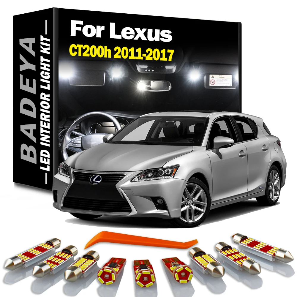 BADEYA 10Pcs Canbus LED Interior Map Dome Trunk Light Kit For Lexus CT200h 2011 2012 2013 2014 2015 2016 2017 Car LED Bulbs