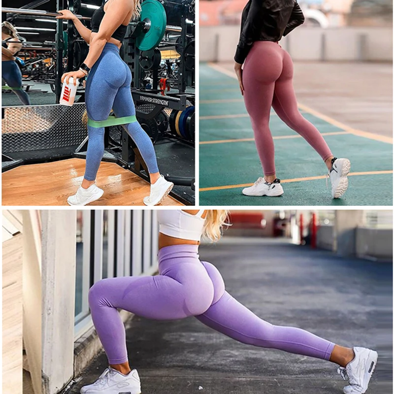 Nowe niezbędne bezszwowe legginsy dla kobiet trening siłowy Push Up spodnie jogi Butt Booty Running sport Legging wysokiej talii leginsy sportowe