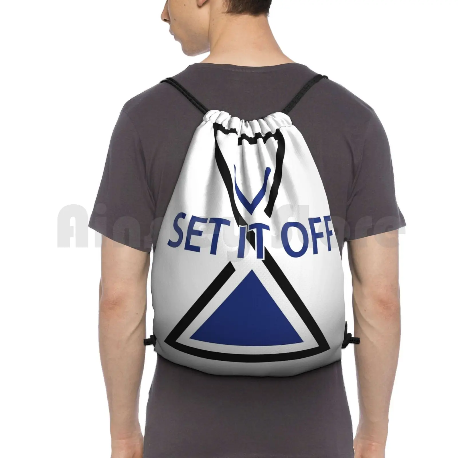 Set It Off Midnight Logo Backpack Drawstring Bag Riding Climbing Gym Bag Set It Off Band Pop Punk Pop Punk Set It Off Black