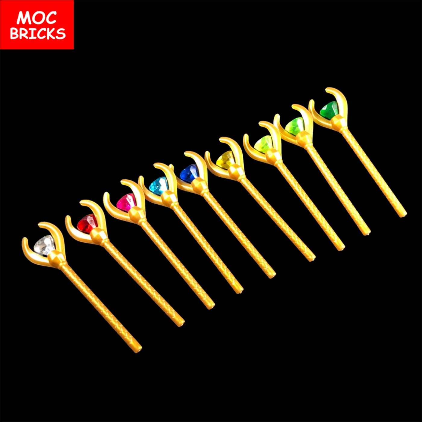 MOC Bricks Figure Weapon Sceptre Gem Rock Treasure Diamond Building Blocks 93252 30153 Assembled Particles Children's Toys