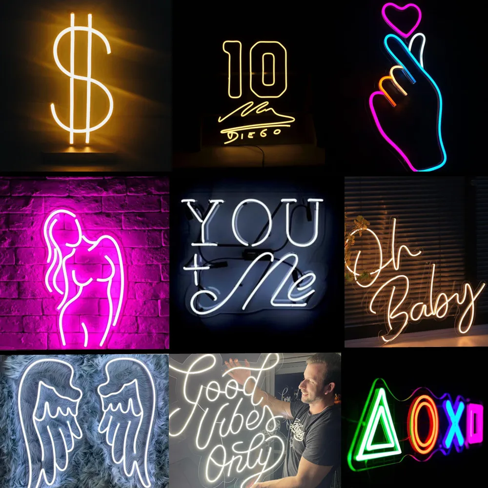 Custom Logo LED Neon Sign Light Personalized Happy Birthday Message Transparent Acrylic Wedding Party Decorative Artwork