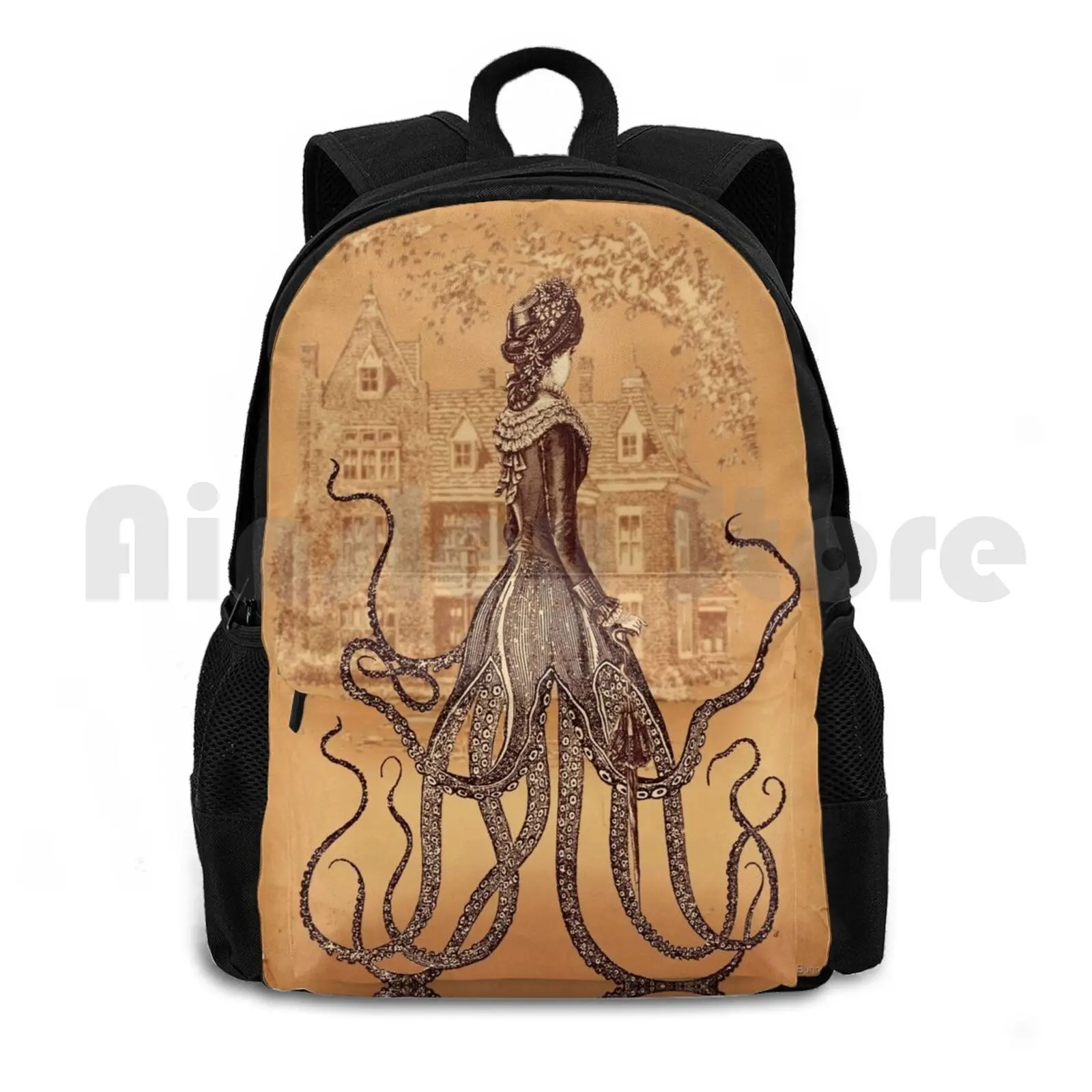 Lady Cthulhu Outdoor Hiking Backpack Waterproof Camping Travel Cthulhu Kraken Weird Old Octopus Tentacles Haunt Haunting