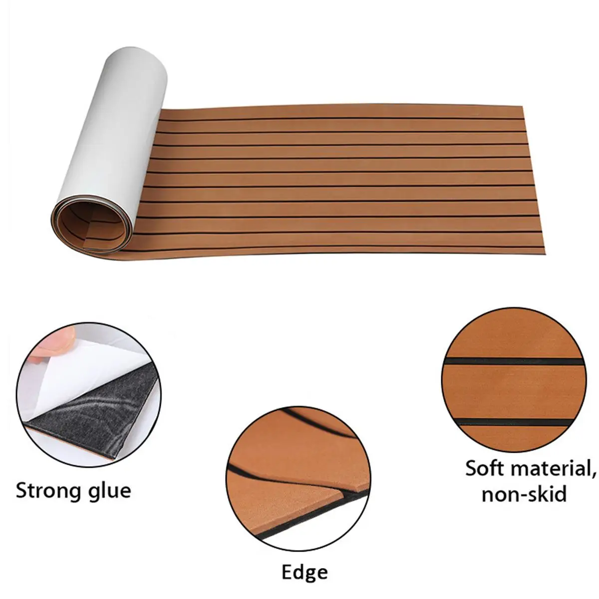 Self-Adhesive Foam Teak Decking EVA Foam Marine Flooring Faux Boat Decking Sheet Accessories Marine 600x2400x5mm