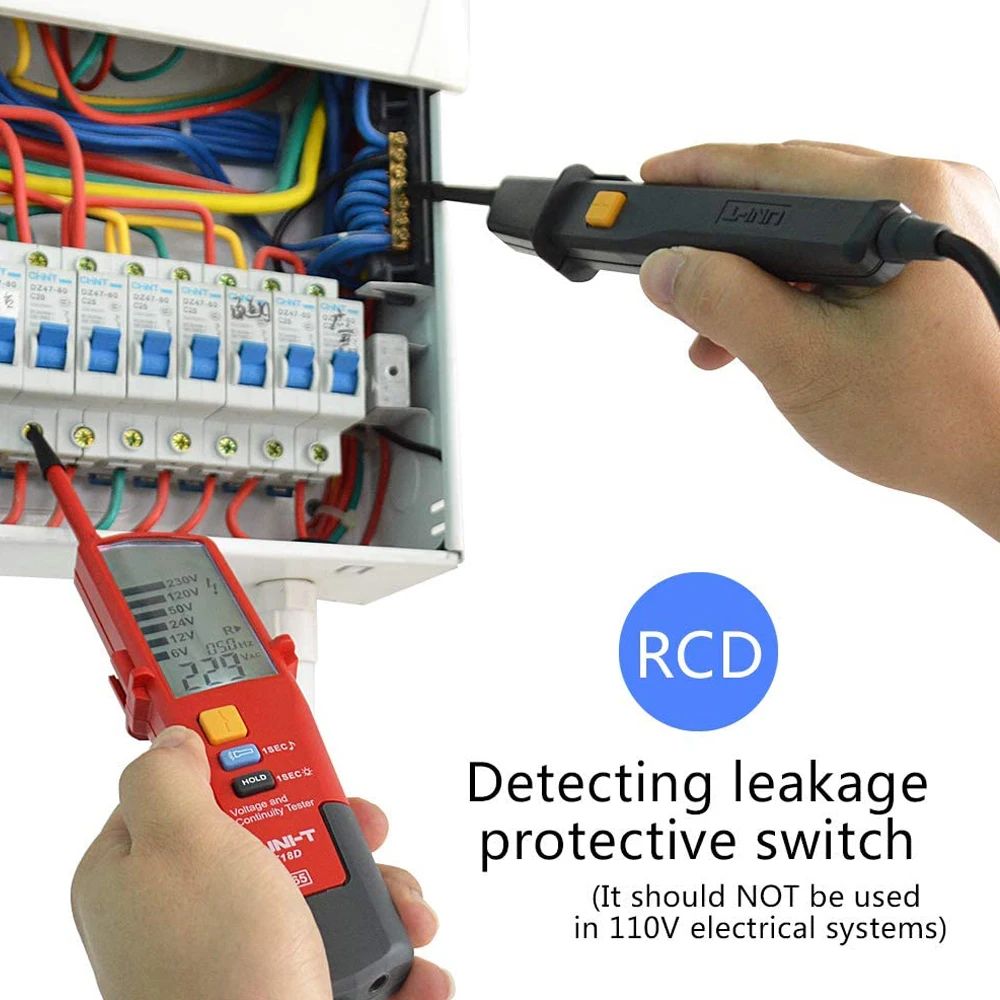UNI-T ut18d tensão e continuidade tester-detector de tensão à prova dwaterproof água ac dc tester faixa automática com flash