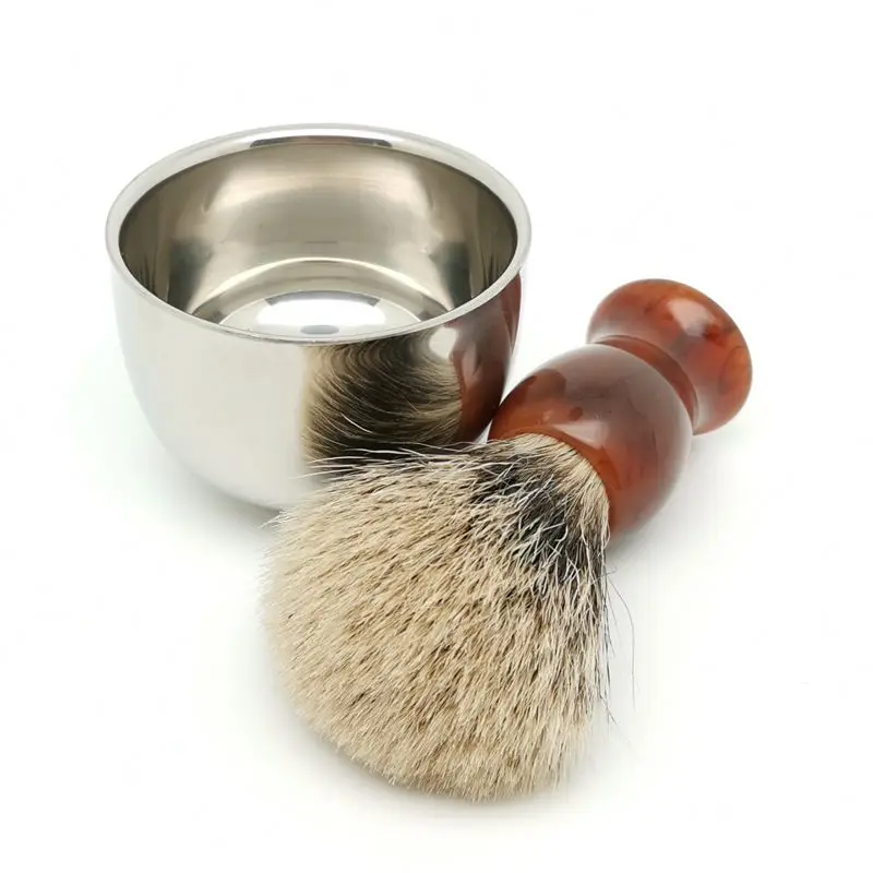 TEYO Two Band Silvertip Finest Badger Hair Shaving Brush and Shaving Cup Set Perfect for Man Wet Shave Cream Double Edge Razor