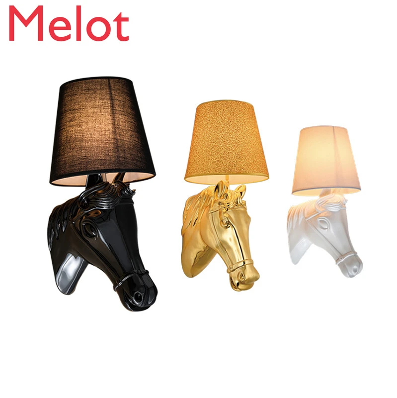 

Horse Head Wall Lamp Living Room Modern Minimalist Creative Lamp Bedroom Aisle European Bar Bedside Lamp