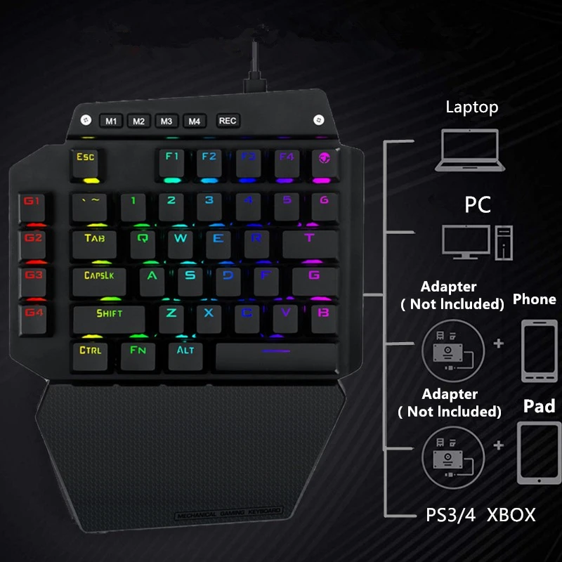 K700 one-hand mechanical game keyboard RGB LED backlit black switch full key Macro programming 44 key LOL/Wow/dota2 / PUBG/CF