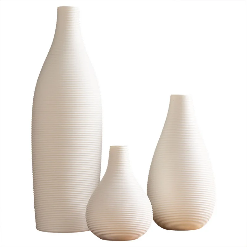 Ceramic Vases Small Mouth Flower Arrangement Home Furnishing Decoration Modern Nordic Style Living Room Flower Bottle WWO66