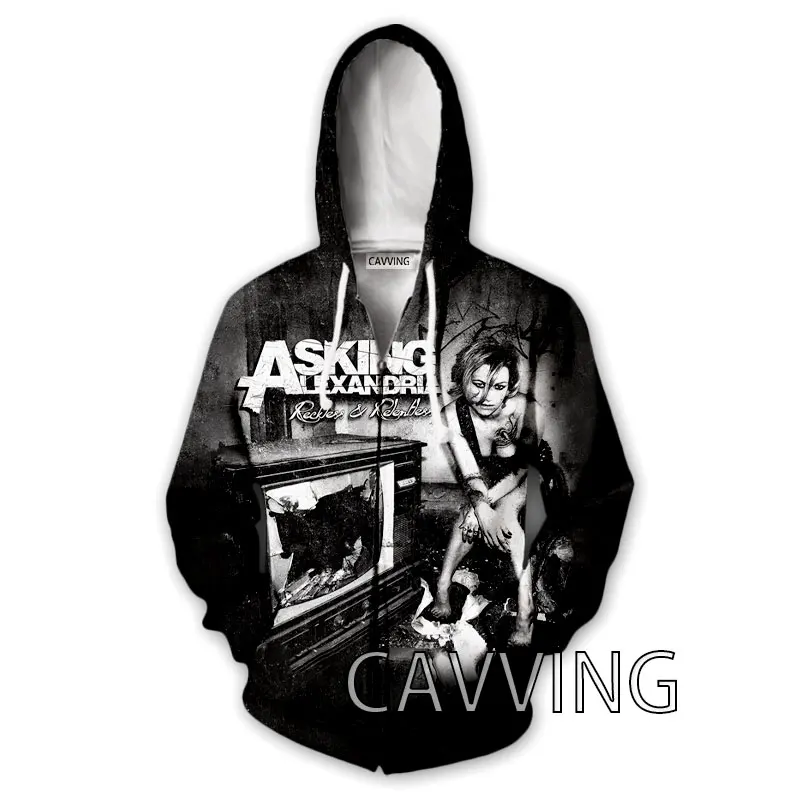 New Fashion  3D Print  Asking Alexandria  Zipper Hoodies Zip Up Hooded Sweatshirts Harajuku Hoodie Hip Hop Sweatshirts  Z01