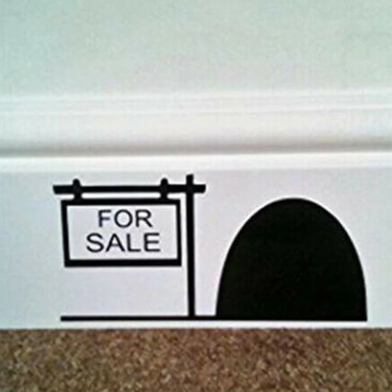 

18cm x 8cm Mouse Hole '' FOR SALE '' Skirting Board Wall Art Sticker Vinyl Decal Various Colours