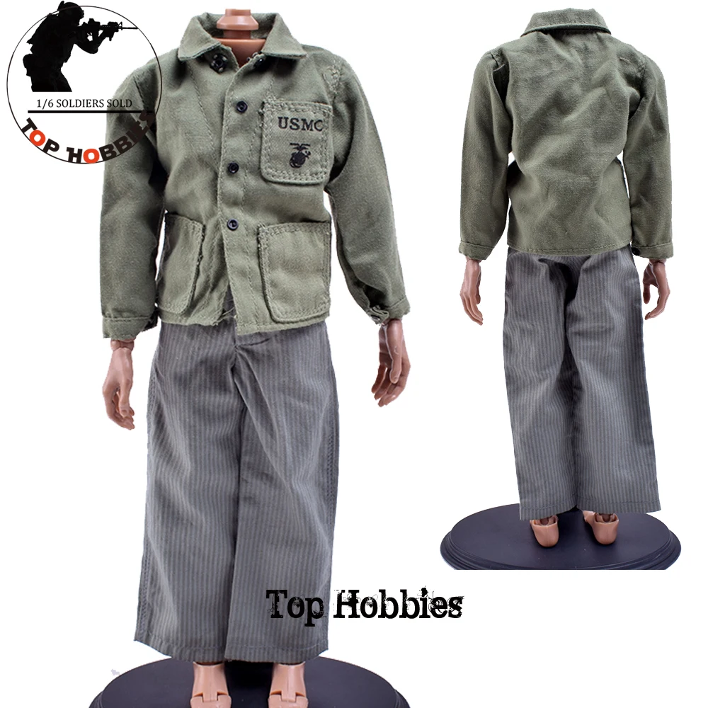 1/6 Scale Action Figure Army WWII Military Soldier USMC Uniform Combat Pants Suit For 12Inch Body Soldier Figure