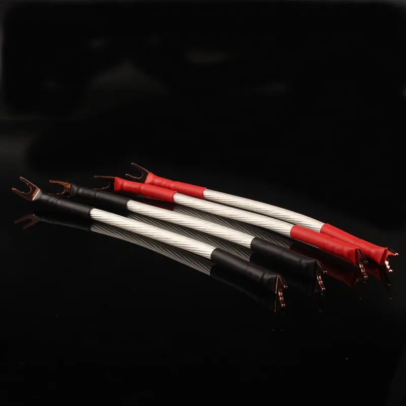 Kabel Jumper Audio Berlapis Perak HIFI 5N OCC Kabel Speaker Jumper Jembatan Konektor Y Sekop Steker Pisang
