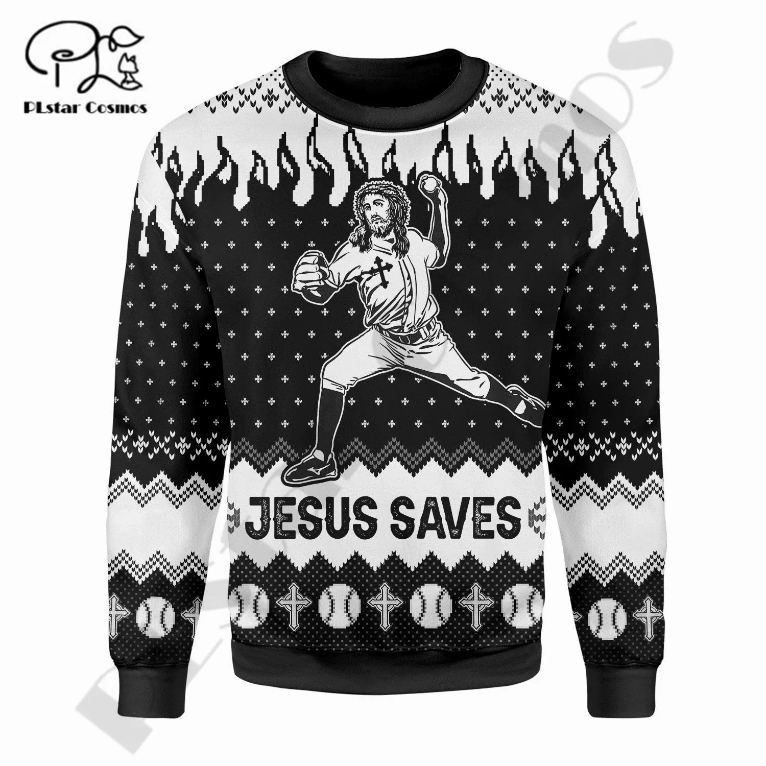 

PLstar Cosmos 3Dprint Newest JESUS BASEBALL History Christmas Harajuku Streetwear Unique Unisex Casual Hoodies/Sweatshirt/Zip -