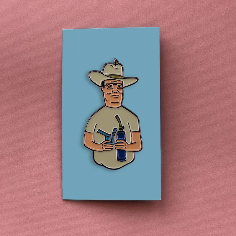 Dab Meme Hank Hill Butane of The Hill Weed Hat enamel pin Mike Judge animated sitcom brooch