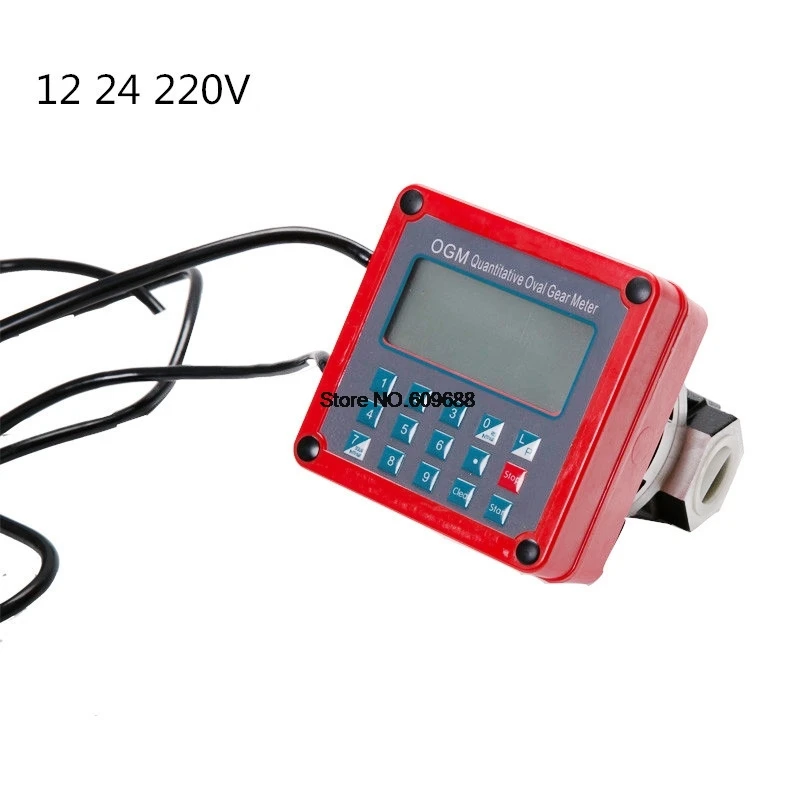 

Quantitative Flow Meter Diesel Oil Flowmeter Digital Fuel Gauge Electronic Gear Meter 1 Inch Turbine LCD Display 12V 24V 220V