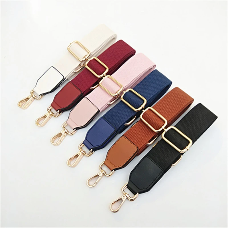 

Luxury Pure Color Cotton Webbing With Pu Leather Long Shoulder Strap Adjustable Shoulder Messenger Bag Accessory Bag Obag