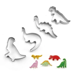 4Pcs Dinosaur Cookie Cutter Baking Mold Stainless Steel Dinosaur Shape Cookies Cake Mold Outdoor Cooking Tools