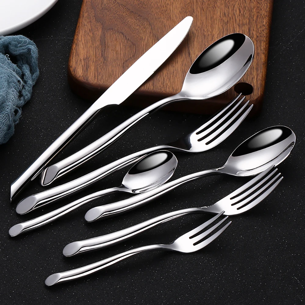 4/5/8Pcs Gold Cutlery Set Stainless Steel Tableware Dinnerware Mirror Knife Spoon Fork Set For Home Kitchen Utensils Flateware