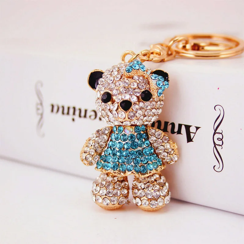 XDPQQ alloy rhinestone new product car pendant key chain bow bear key chain female bag pendant