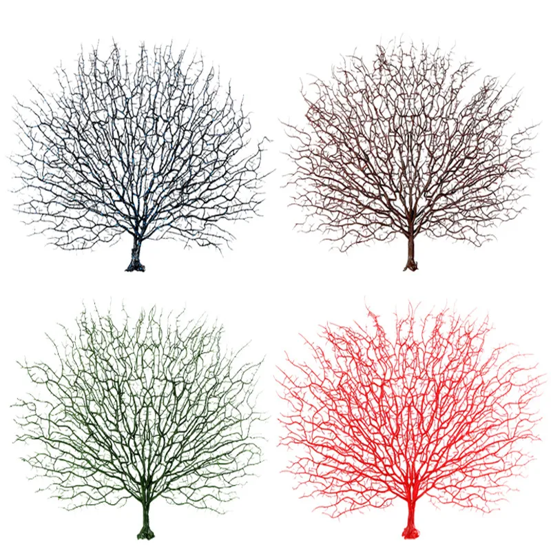 50PCS Coral Branch Fake Plant Marine Series Art Ornament Plastic Peacock Tree For Wedding Shooting Props Window Decoration