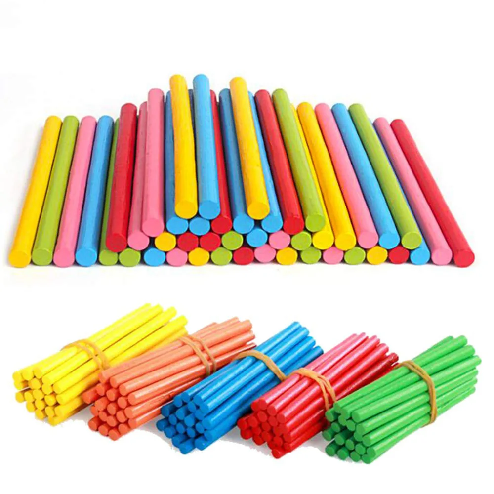 100pcs Colorful Bamboo Counting Sticks Mathematics Montessori Teaching Aids Counting Rod Kids Preschool Math Learning Toy