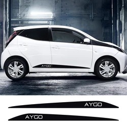 2Pcs Long Side Stripes Car Stickers Vinyl Film Auto Decoration Decals For Toyota AYGO DIY Sports Styling Car Tuning Accessories
