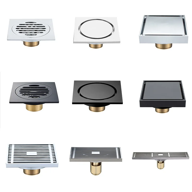 

Modern Pure Black Silver Invisible Shower Floor Drain/Bathroom Balcony Use Brass Material Rapid Drainage Tile Insert Drains