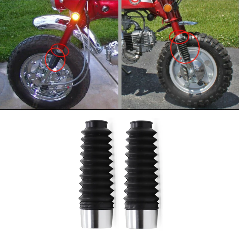 

Motorcycle Front Fork Boots & Aluminum Cap Set Shock Absorber Cover Dust For Honda Z50 Z50R CT70