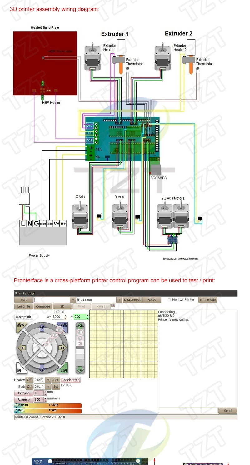TZT Mega 2560 R3 + RAMPS 1.4 Bedienfeld + 5 Stück A4988 oder DRV8825 Schrittmotorantrieb für Arduino – Detail 4